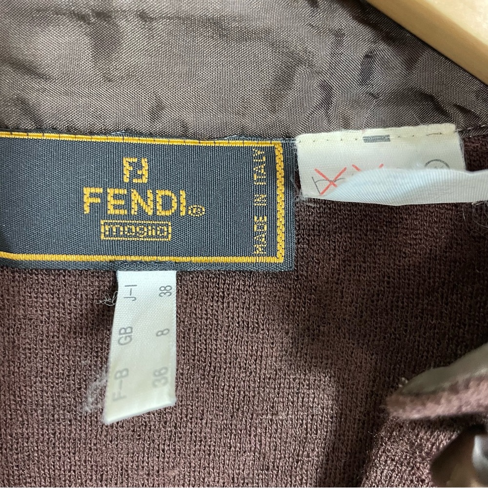 Vintage Fendi Button Down Brown Long Sleeve Fendin Button Size 4 - Picture 12 of 13
